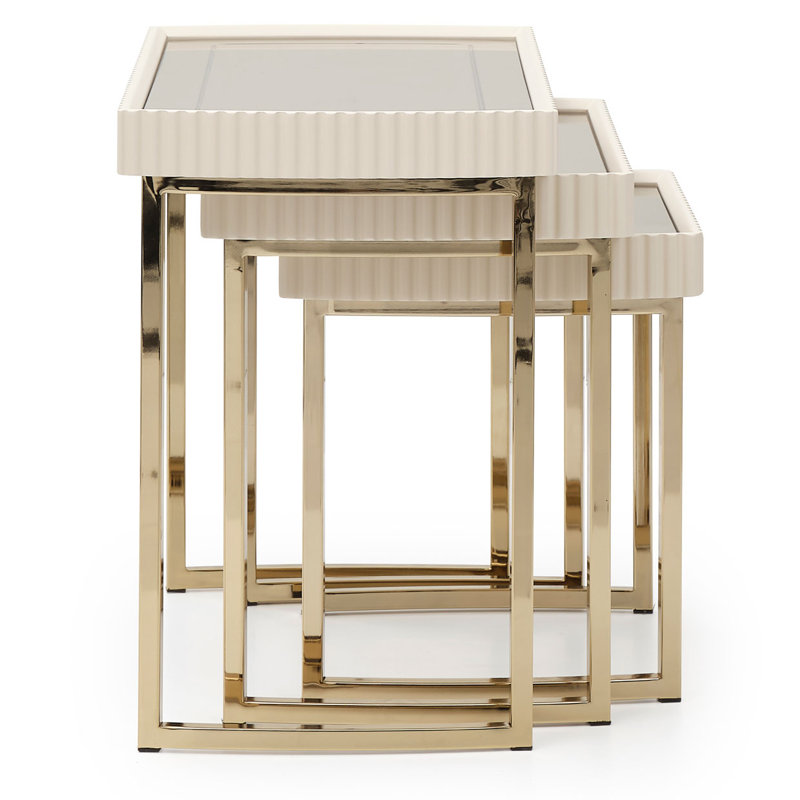 Lisbon 2-piece Accent Chair And Nesting Tables Set, Opal Chenille