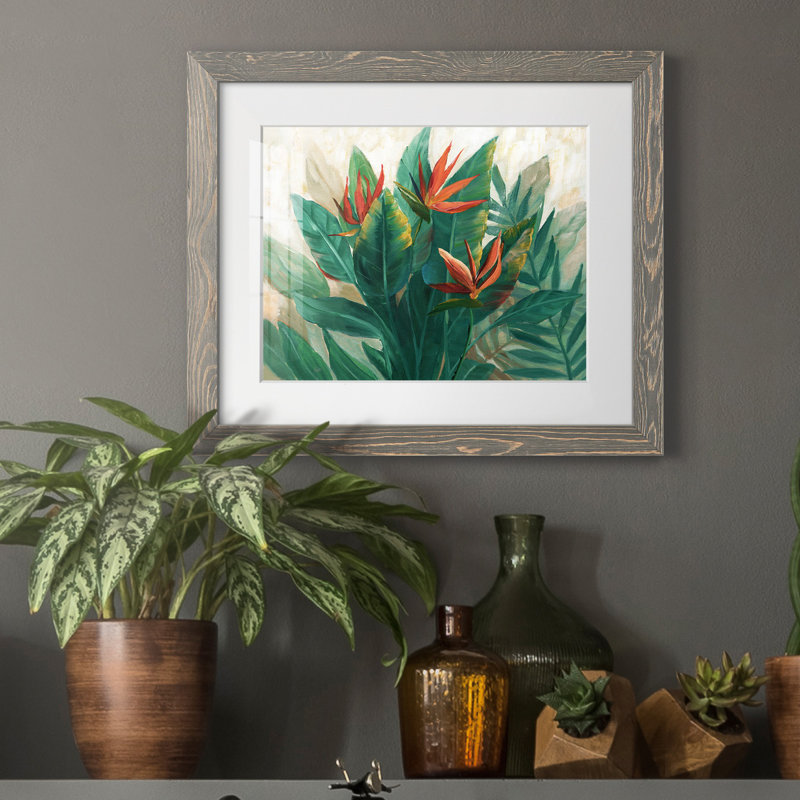 Birds of Paradise - Reproduction de photo encadrée sur papier, H 20 po x l 17 po x P 1,5 po, Papier avec cadre gris