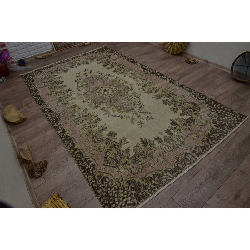 Tapis moderne, grands tapis de 5,6 x 9,2 pi, tapis de luxe, tapis en laine beige, tapis turcs, tapis rétro