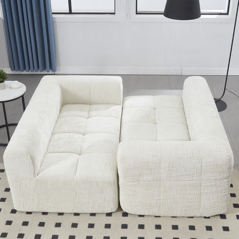 Chenille Loveseat Sofa, Beige