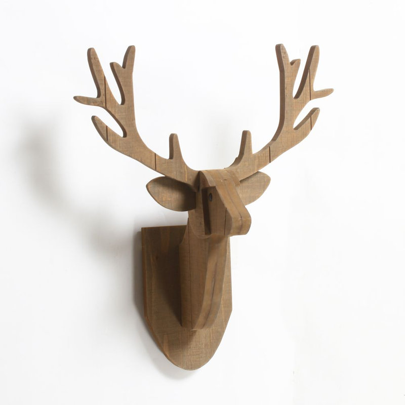 Décoration murale tête de cerf en bois