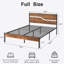 Structure de lit double Kempst avec tête et pied de lit en bois, lit plateforme rustique brun avec rangement sous le lit, sommier à lattes robustes, aucun sommier requis, silencieux, assemblage facile-1772154913-1878432382