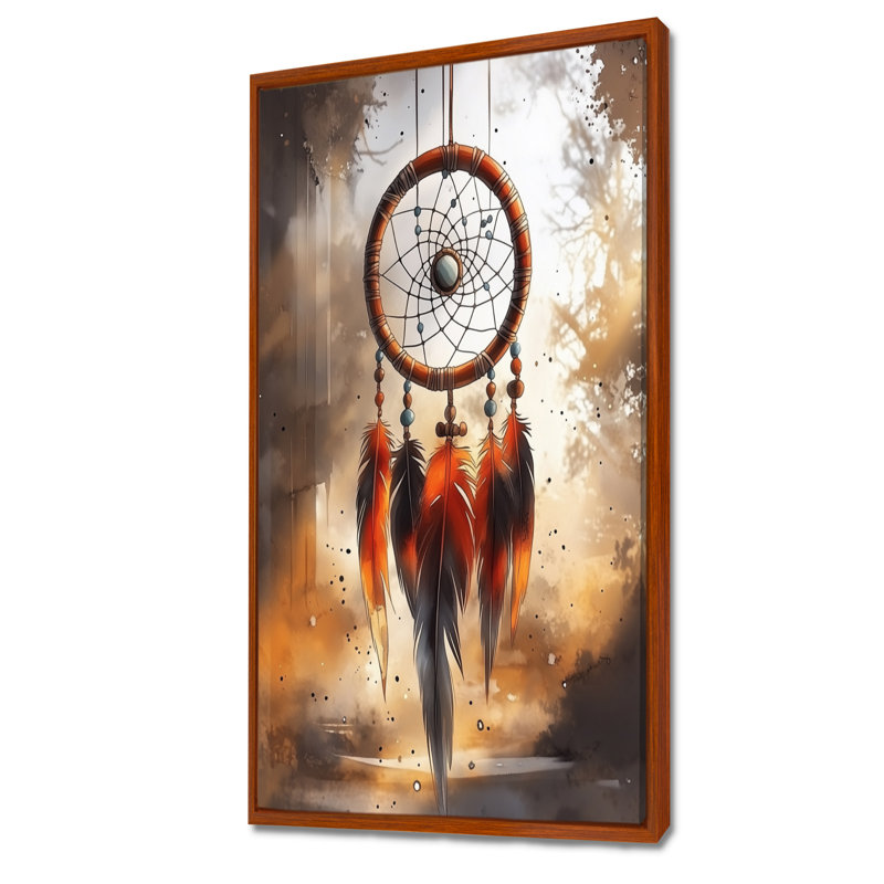 «Brown Dreamcatcher Adventure Dust» - impressions sur toile bohème, art mural encadré serein, H 32 po x l 24 po