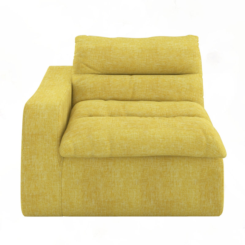 Canapé paresseux avec accoudoir gauche, Orienté à gauche (vu de face), Tissu jaune