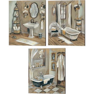 «French Bath I, II & III» par Silvia Vassileva, ensemble de 3 reproductions sur toiles tendues