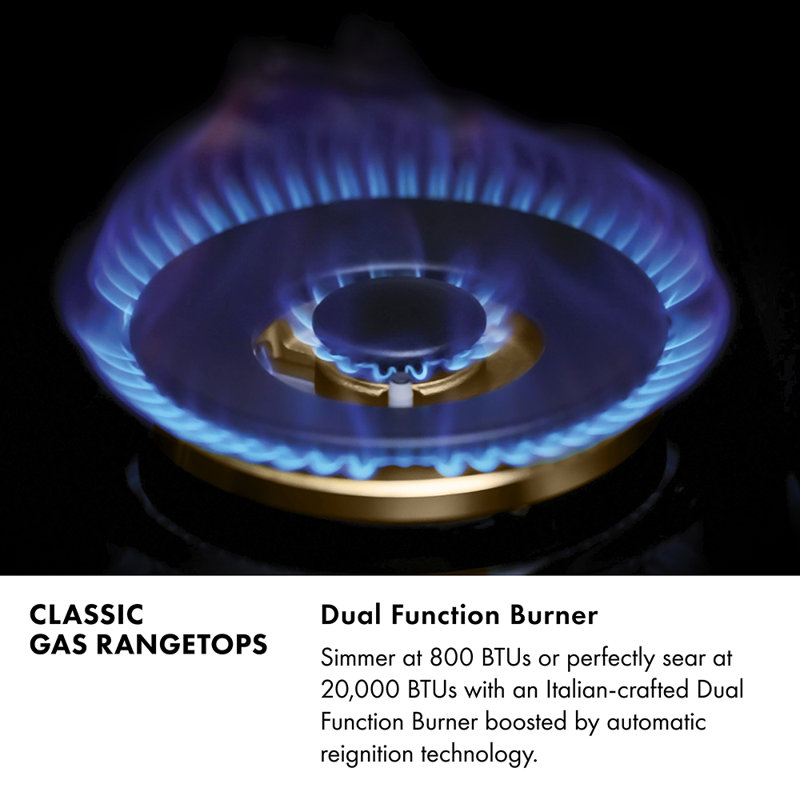 Professional 36" Gas Cooktop with 6 Burners, Stainless Steel with Brass Burners
