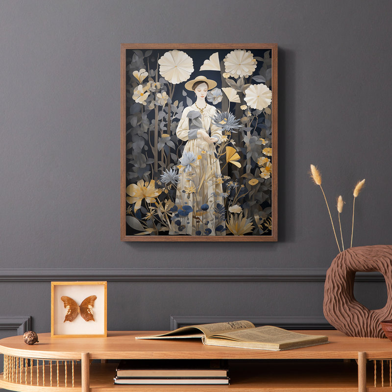 WOMEN Series DLXI  -Premium Framed Print -Ready to Hang - No Nails Required, Noyer, H 11 po x l 9 po