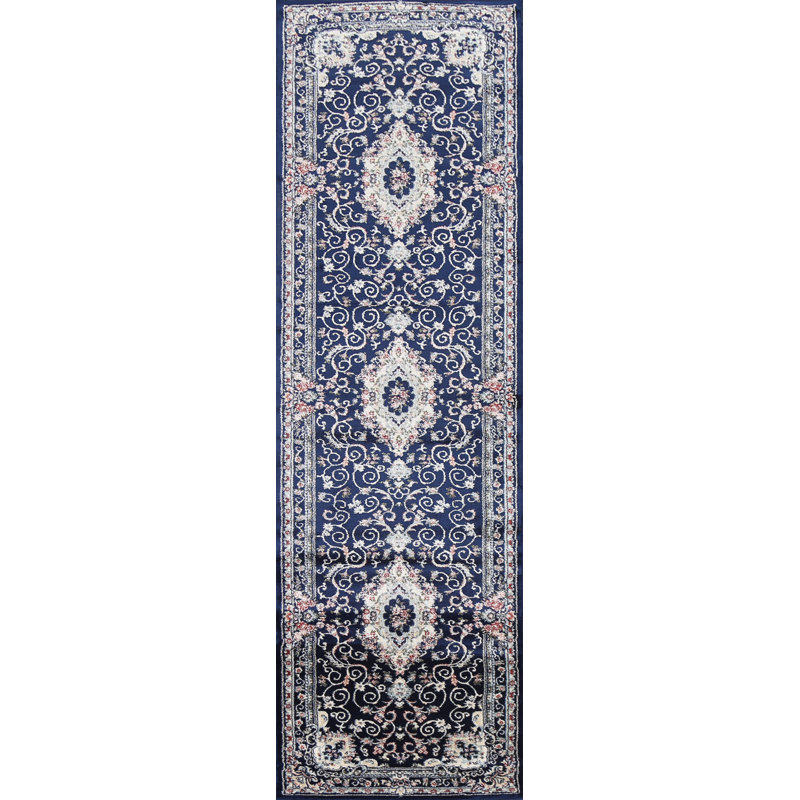 Tapis oriental bleu transitionnel floral 2X3, Rectangle 2 pi 7 po x 9 pi 10 po