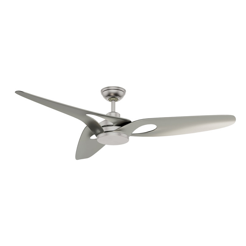 Casablanca 60 inch Inez ENERGY STAR® Damp Rated Ceiling Fan with Lights and Wall Control, Nickel
