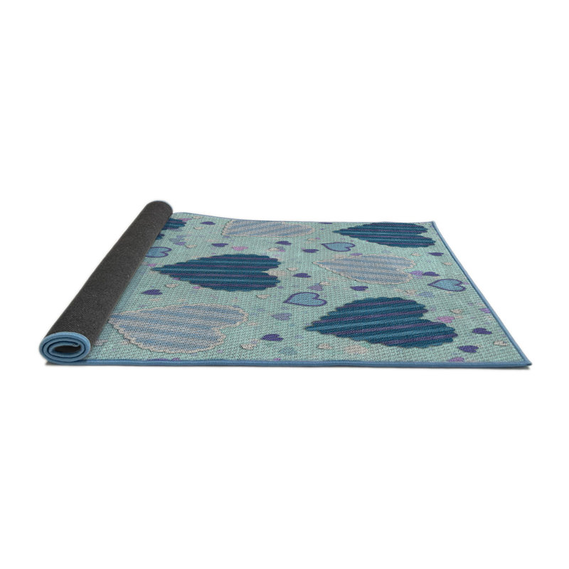 Tapis bleu marine à motifs Adilene, Rond 7 pi