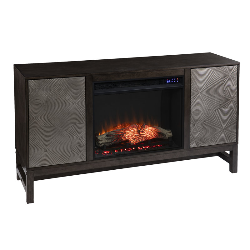 Lucely 149'' W Brown/Antique Silver Electric Fireplace