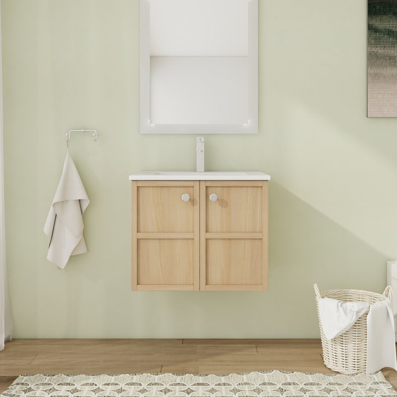 Meuble-lavabo mural 24 po avec comptoir en céramique et portes à fermeture en douceur 24 po, 24"