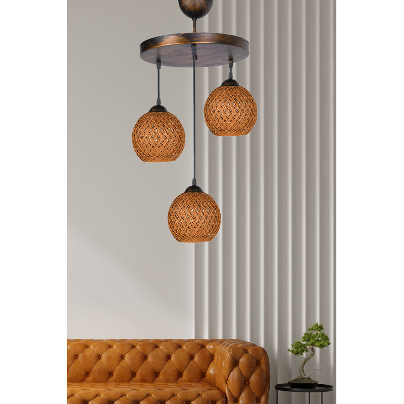Tennyson 3 - Light Cluster Globe Pendant, Orange, Gold