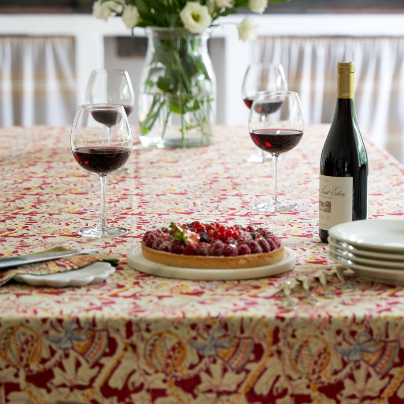 Noel Handmade Floral Tablecloth, 128" x 71"