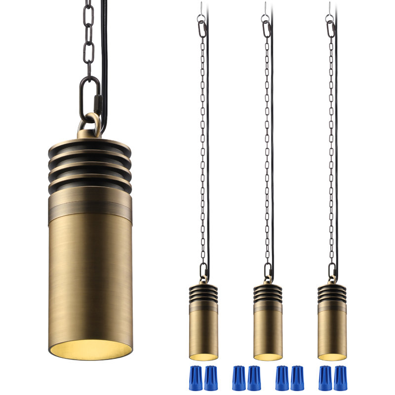 4.5W 12V Outdoor Pendant Light, 7.63Inch Low Voltage Hanging Tree Lights, 2700K, Brass Bronze, Brass Bronze