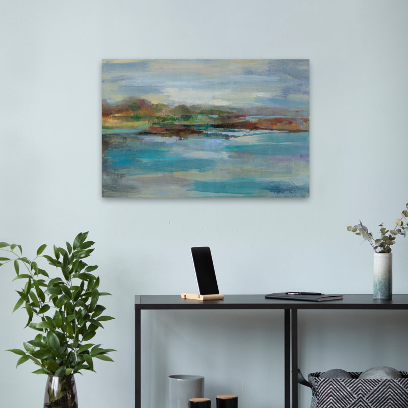 Northern Shore Crop - Abstraits nuages bleu-brun, H 24 po x l 16 po