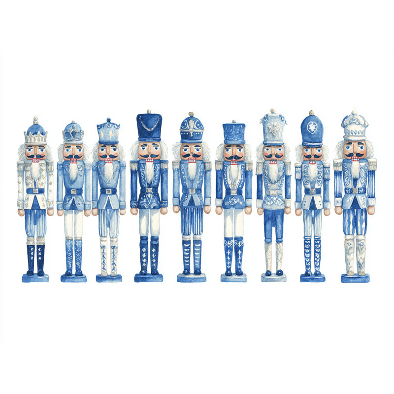 «Blue Nutcracker Parade», art mural sur toile tendue, 24 po x 36 po