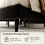 Structure de lit très grand, lit plateforme tapissier en velours avec tête de lit réglable en hauteur, structure robuste et lattes, conception silencieuse, compatible avec les matelas sans ressorts, facile à assembler, noir-130903015-130903017