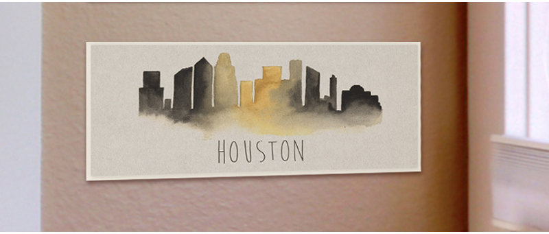 « houston horizon silhouette », impression, H 7 po x l 17 po, Plaque murale