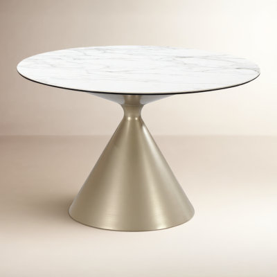 Nabia Donaji 47" Stone Pedestal Dining Table
