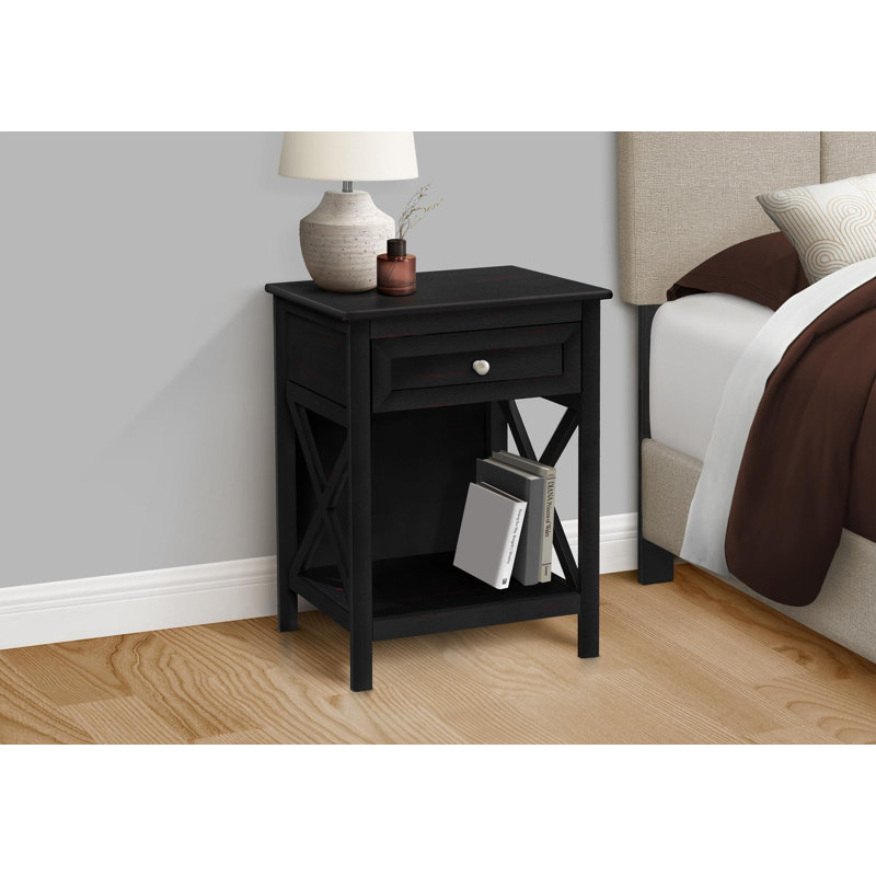 Table d'appoint, table de bout, table d'appoint, 2 niveaux, chambre à coucher, table de chevet, lampe, tiroir de rangement, placage, transitionnel