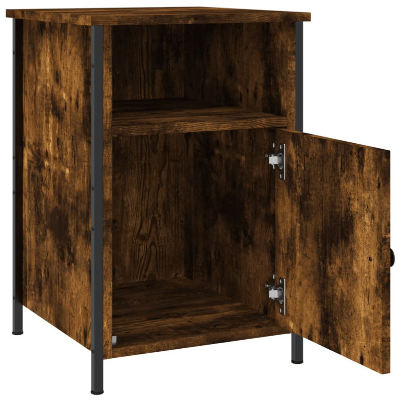 Kennedyville 40cm W Manufactured Wood Bedside Table, Smoked Oak