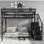 Grand lit mezzanine avec escalier, grand lit mezzanine en métal avec tablettes de rangement, lit mezzanine haut avec garde-robe pour enfants, adolescents et adultes, noir (Old Skuw2580s00038)