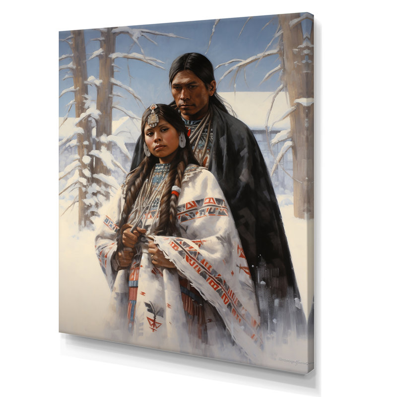 Native Winter Traditional Warrior, Toile tendue, H 20 po x l 12 po x P 1 po