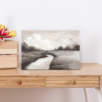 «Quiet River In Misty Landscape Abstract Contemporary Landscape Nature», art mural