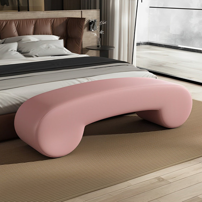 Banc rembourré en cuir Tierone Match, Rose