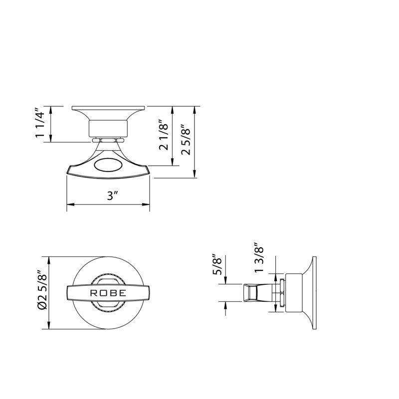 Graceline Robe Hook, Polished Nickel