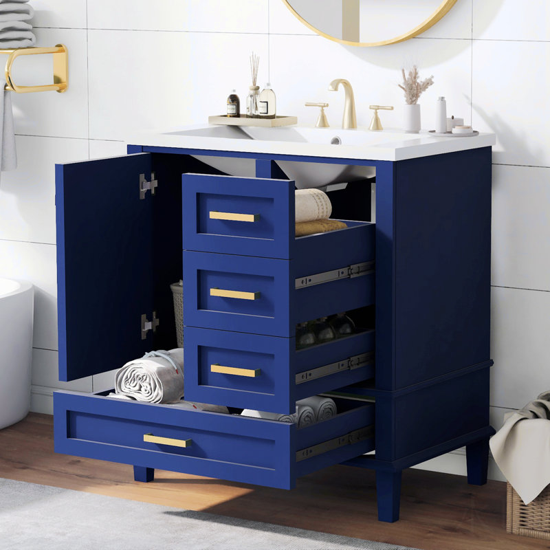 Rangement de salle de bain Sumehra, Bleu