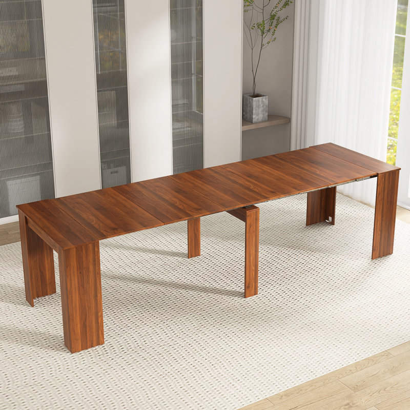 118" W Extendable Multifunctional Dinging Table, Dark Brown