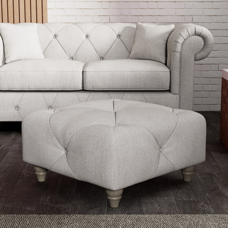 Ellrich 65cm Wide Tufted Rectangle No Pattern Footstool Ottoman, Ash, Washed Oak