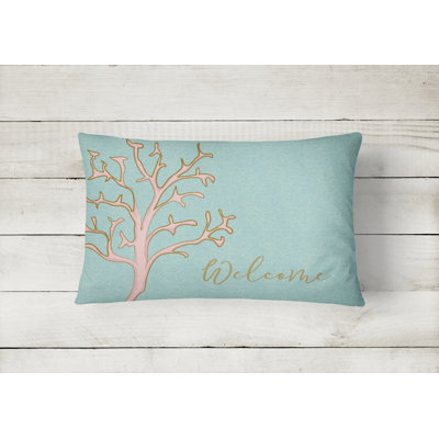  Coral Welcome Indoor/Outdoor Throw Pillow