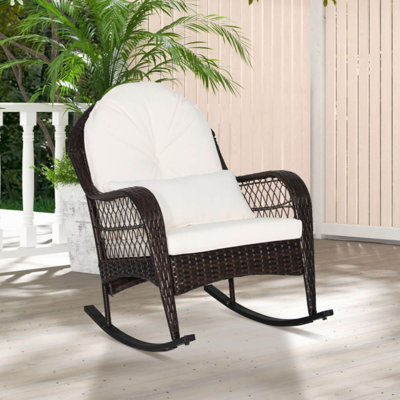 Florastine Outdoor Rocking PE Wicker Chair with Cushions
