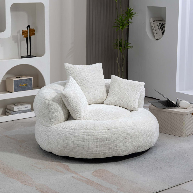 Coolmore Lazy Sofa Durable Comfort Lounger High Back Bean Bag Chair Couch With 3 Pillows, Beige