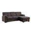 Canapé-lit modulaire en chenille brun Kipling II de 94 po avec méridienne et rangement à droite - lit gigogne-134491262