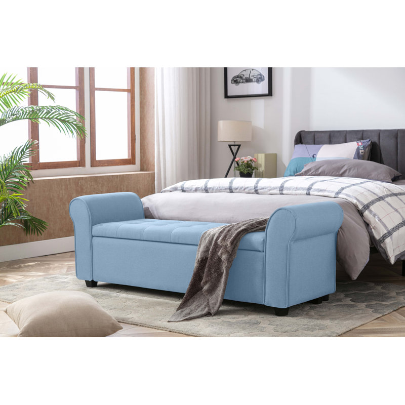 Landaverde Upholstered Storage Bench, Light Blue