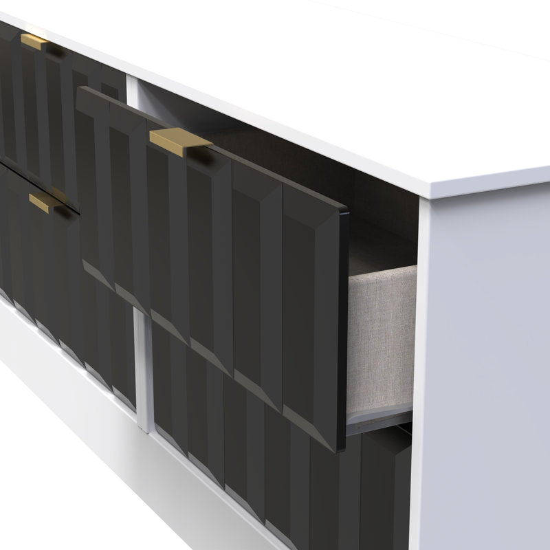115 cm W Chest of 4 Drawers, Deep Black/White