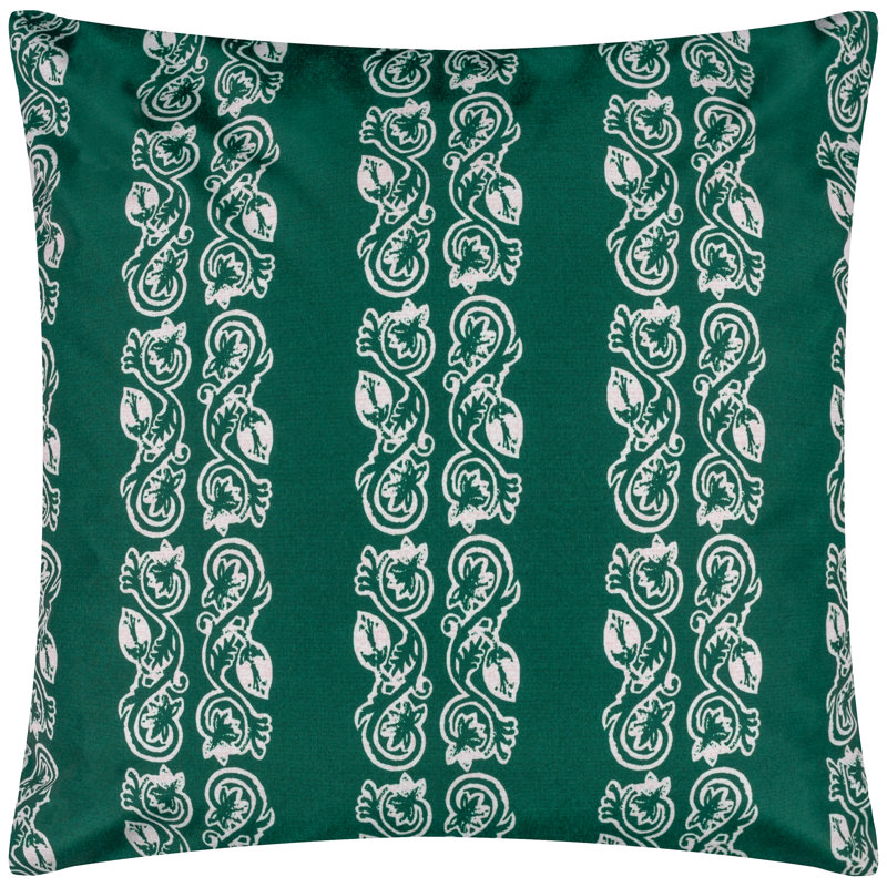 Kalindi Stripe Indoor / Outdoor Floral Square Cushion, Teal