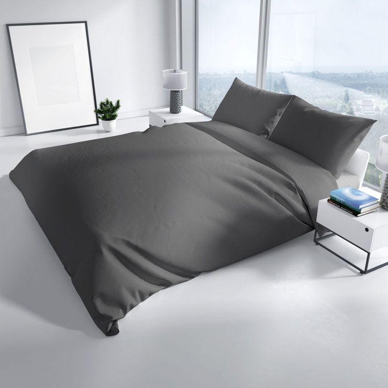 Elio Bed Linen, 200 x 200cm Duvet Cover + 2 Pillowcases (80 x 80cm, Grey