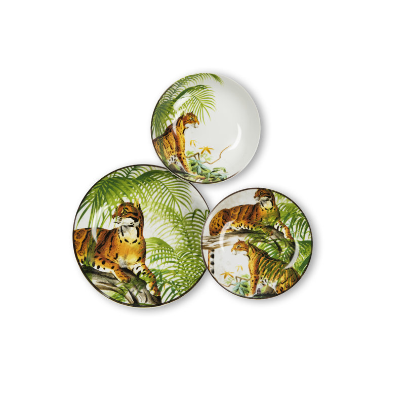 Leopard 18 Piece Porcelain China Dinnerware Set - Service for 6