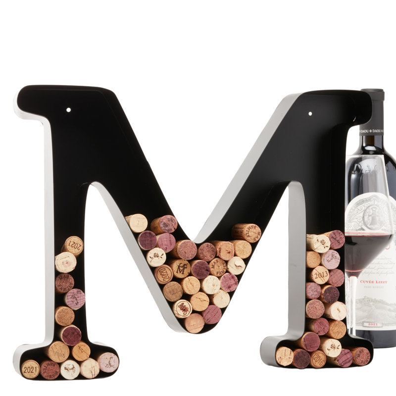 Wall Mounted Wine Bottle & Glass Rack in Black