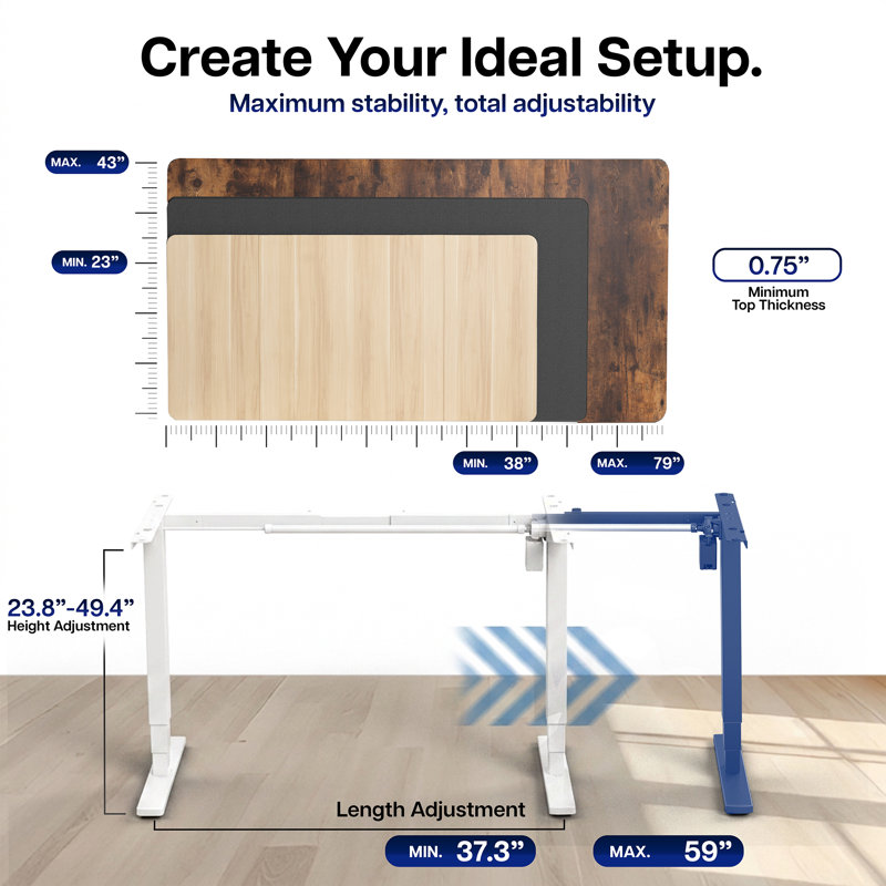 Structure de bureau électrique à moteur simple, Blanc