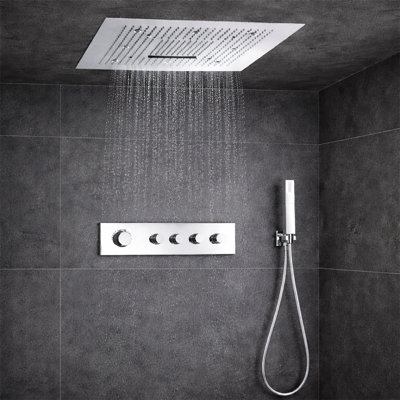 Platinum Thermostatic Ceiling Mount Rain Shower Set