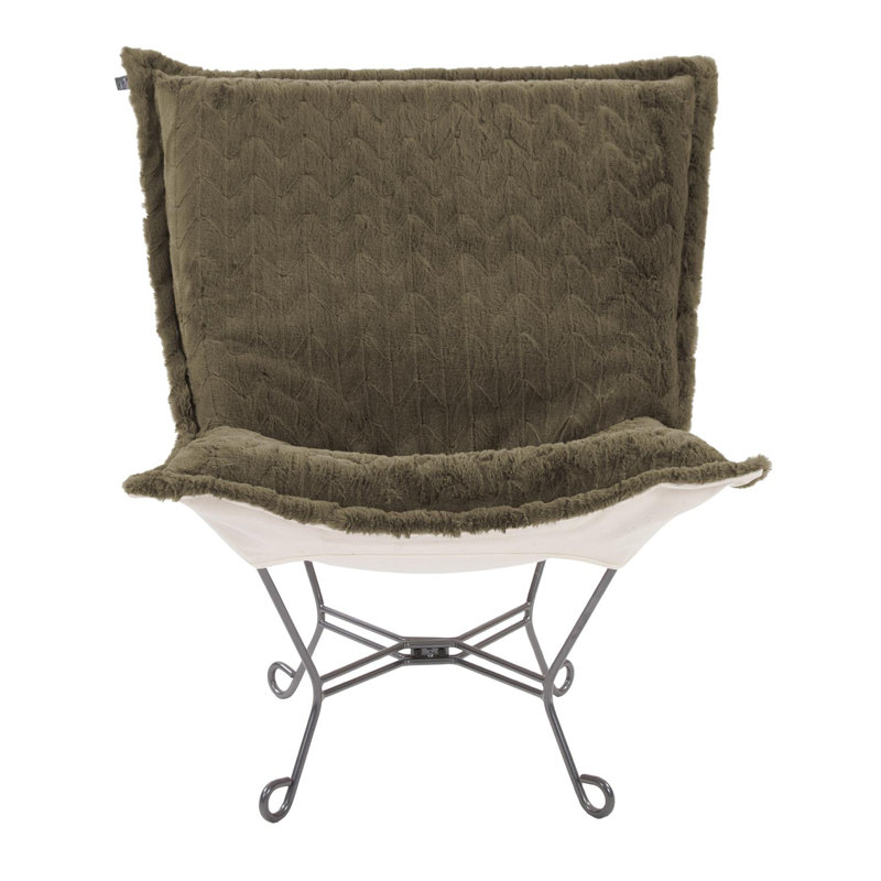 Fauteuil-pouf à volutes en mousse d'angora, Mousse de fourrure synthétique Angora
