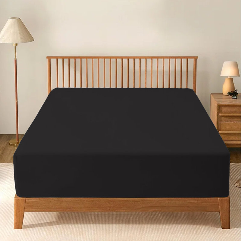 Soft & Breathable Microfiber Extra Deep Fitted Sheet, Black, Super King (6')