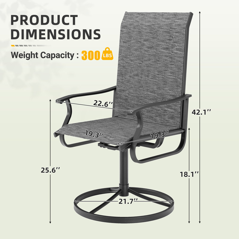 8-Piece Outdoor Swivel Patio Dining Chairs, 360° Rotation Metal Frame With Teslin Fabric, Armrest Patio Chairs For Outdoor Dining, Deck, Backyard