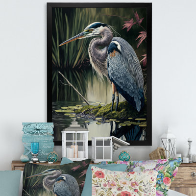 Héron au bord de la rivière - reproduction sur toile